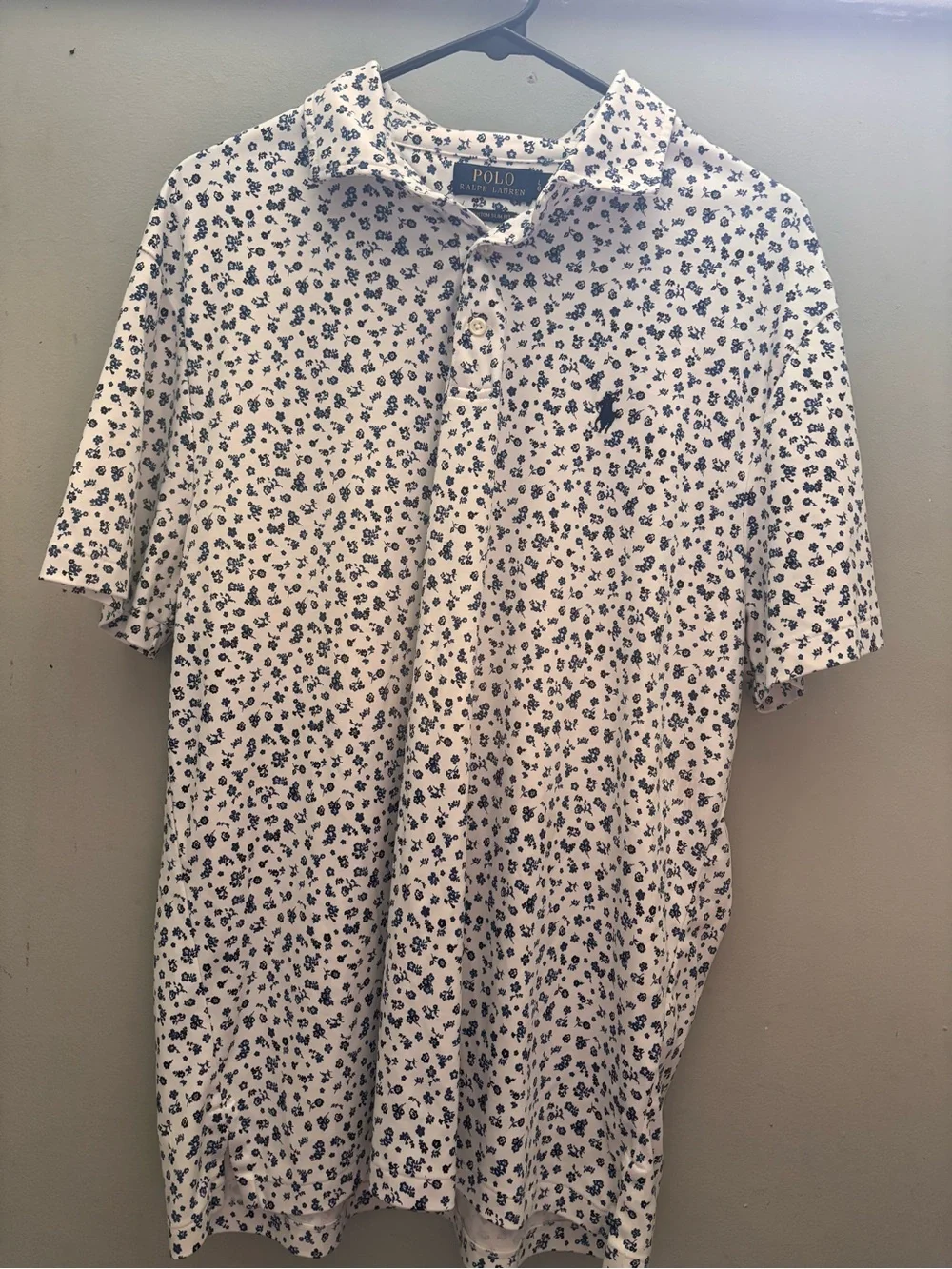 Ralph Lauren White Polo with Navy Floral Print
